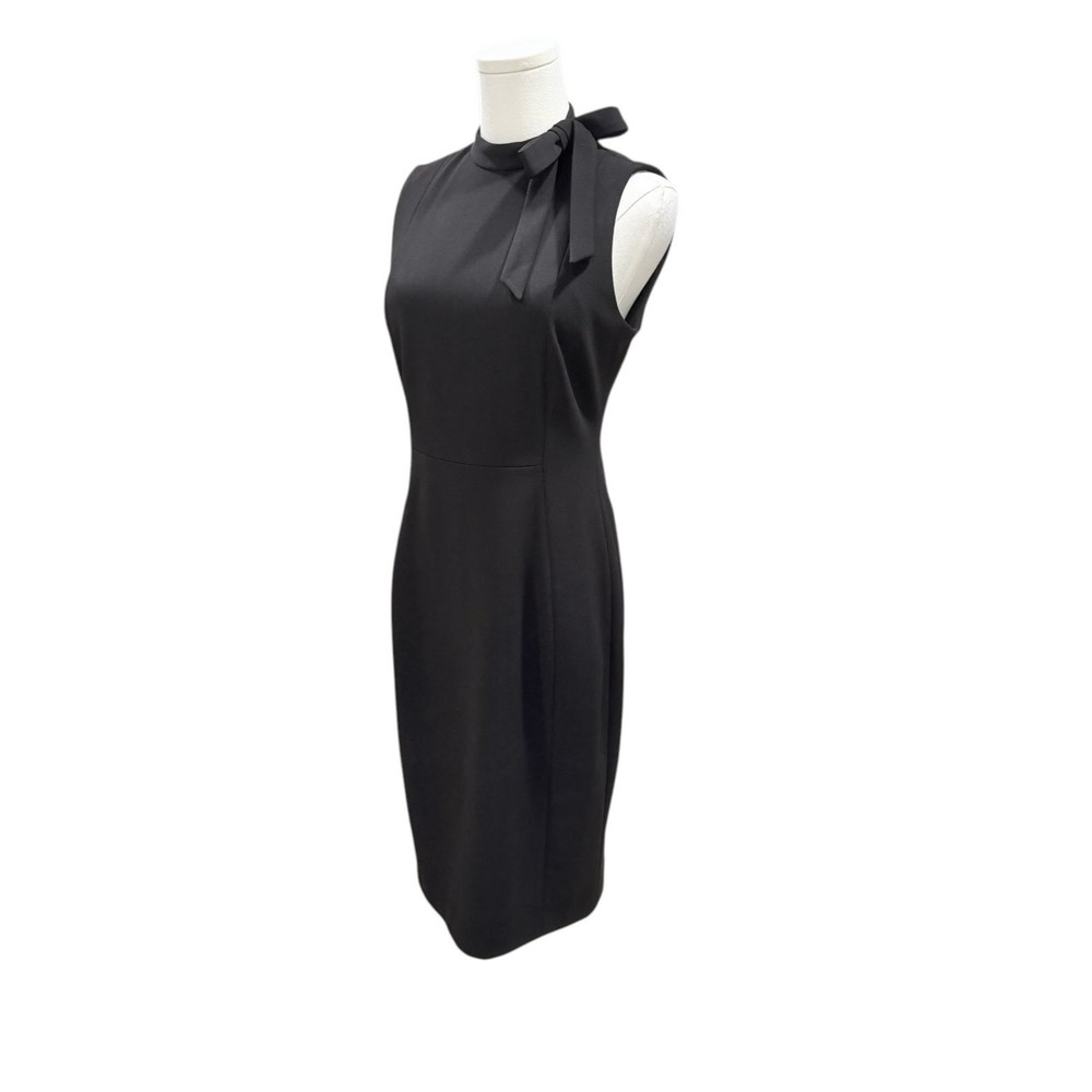 Calvin Klein Black Sheath Midi Dress LBD Office Career Old Money Elegant Size 6 - Picture 6 of 9